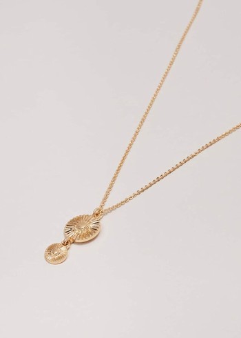 Phase Eight Gold Textured Disc Pendant Jewellery Gold Canada | BZRVTE-140